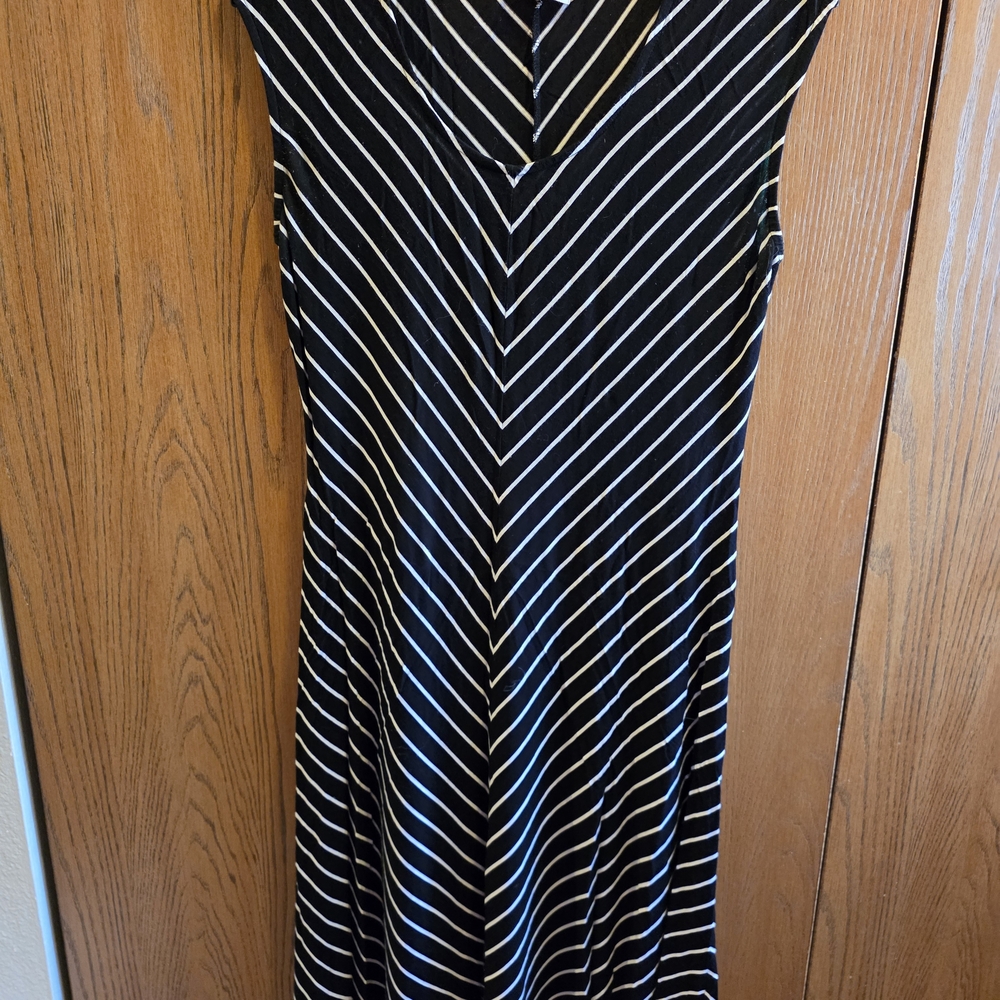 Calvin Klein Black and White A-Line Midi Dress